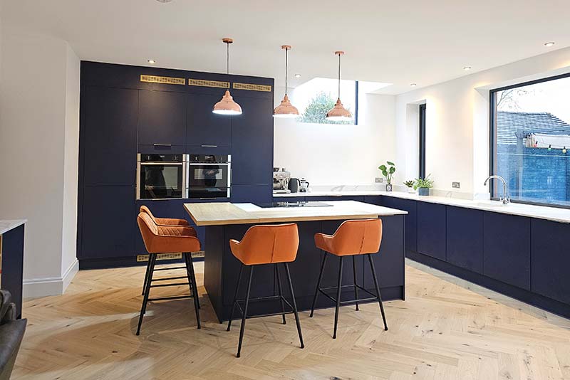 Dark blue kitchen by Sigma 3 Kitchens Cardiff