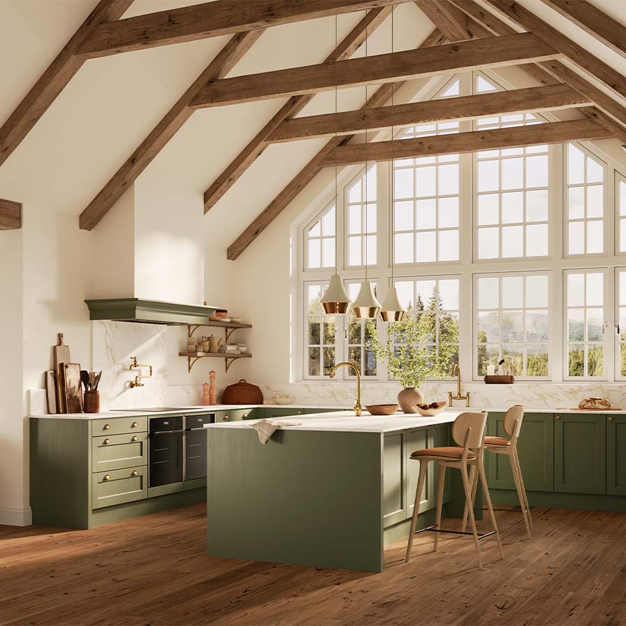 Farmhouse style kitchen in green