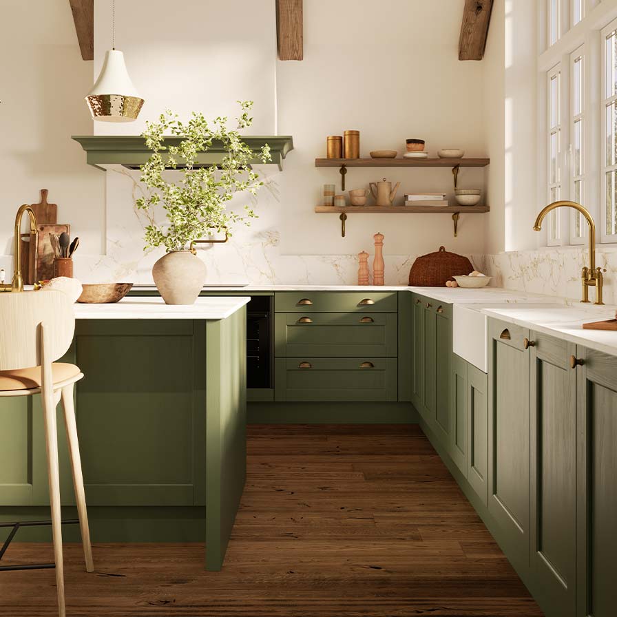 Farmhouse style kitchen with traditional features