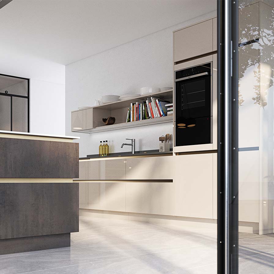 Gloss handleless kitchen by Sigma 3 Kitchens