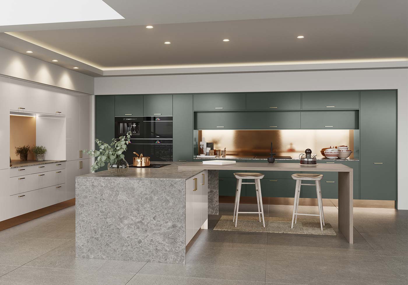 green kitchen design image