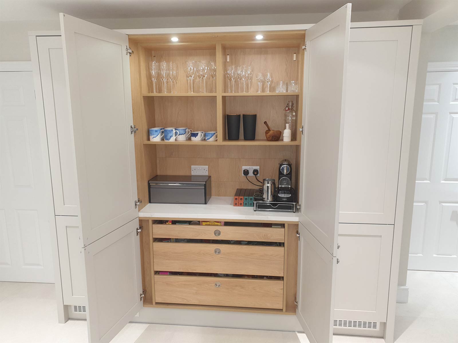 Multi-Functional drinks cabinet in a Shaker kitchen