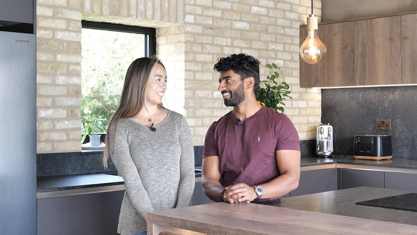 Zara and Guliano Rapoz at Their Kitchen Island