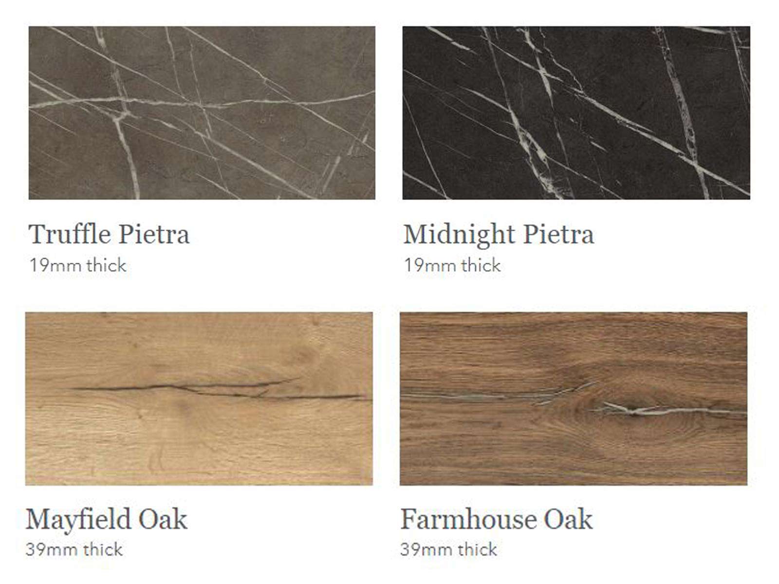 Kitchen counter colours and finishes including marble and wood countertops