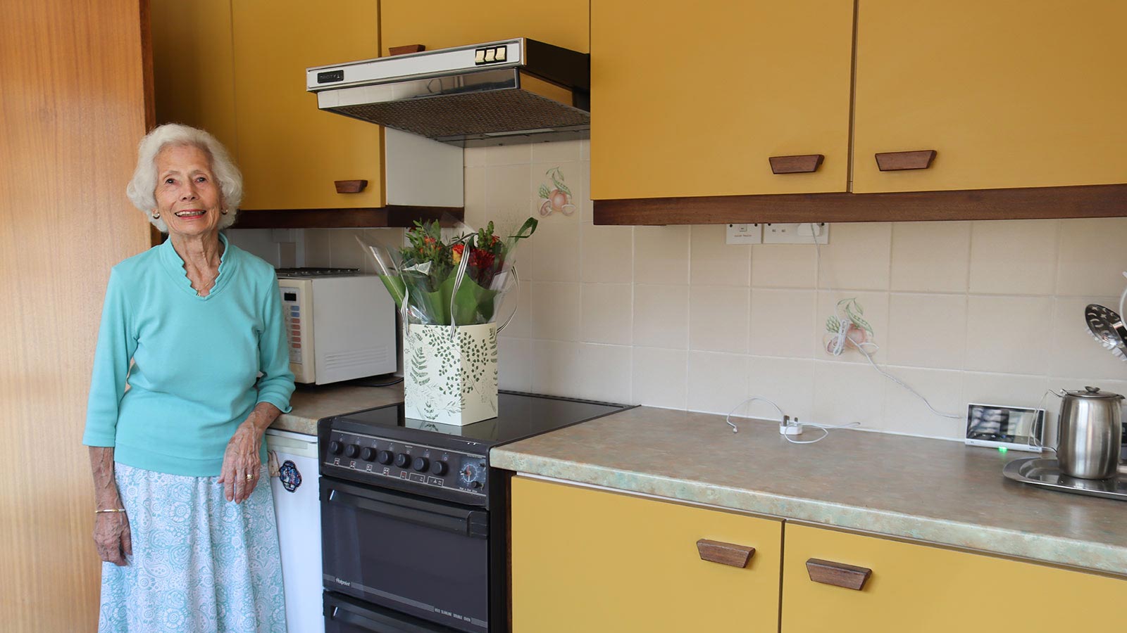 Mrs Lilly in her 46-year-old Sigma 3 kitchen