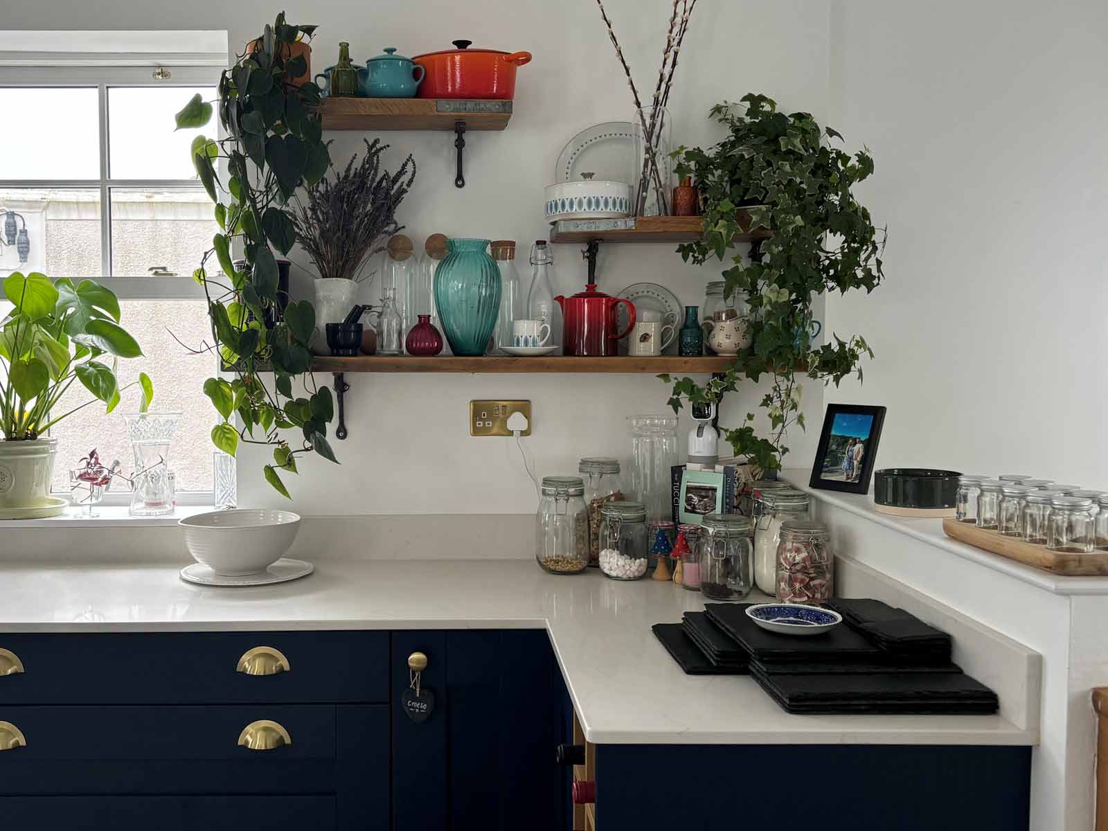 Dopamine décor kitchen with yellow kitchen cabinet furniture and retro decor