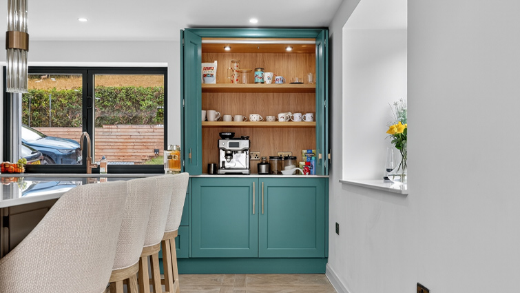 A kitchen remodelled with an integrated breakfast dresser