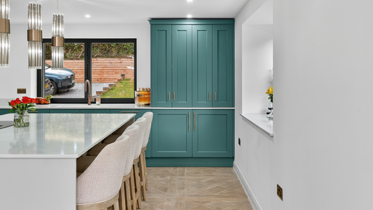 An open plan kitchen diner extension