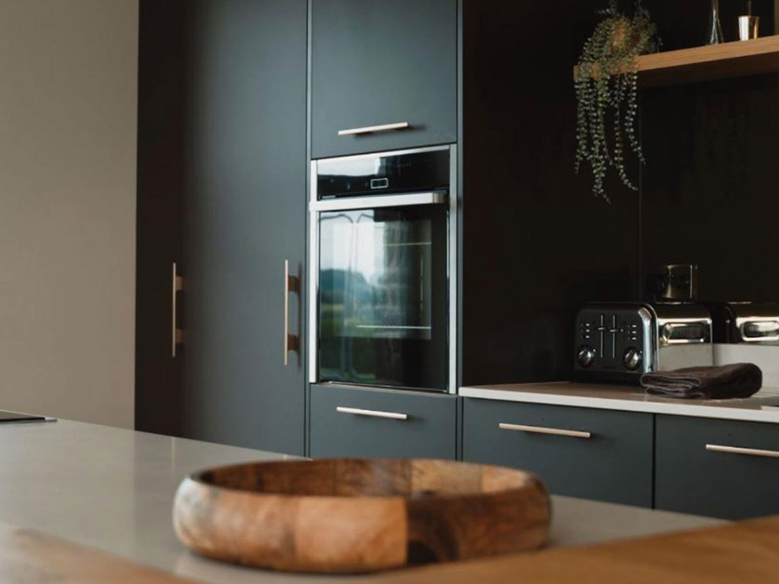 An integrated oven in a modern kitchen room design