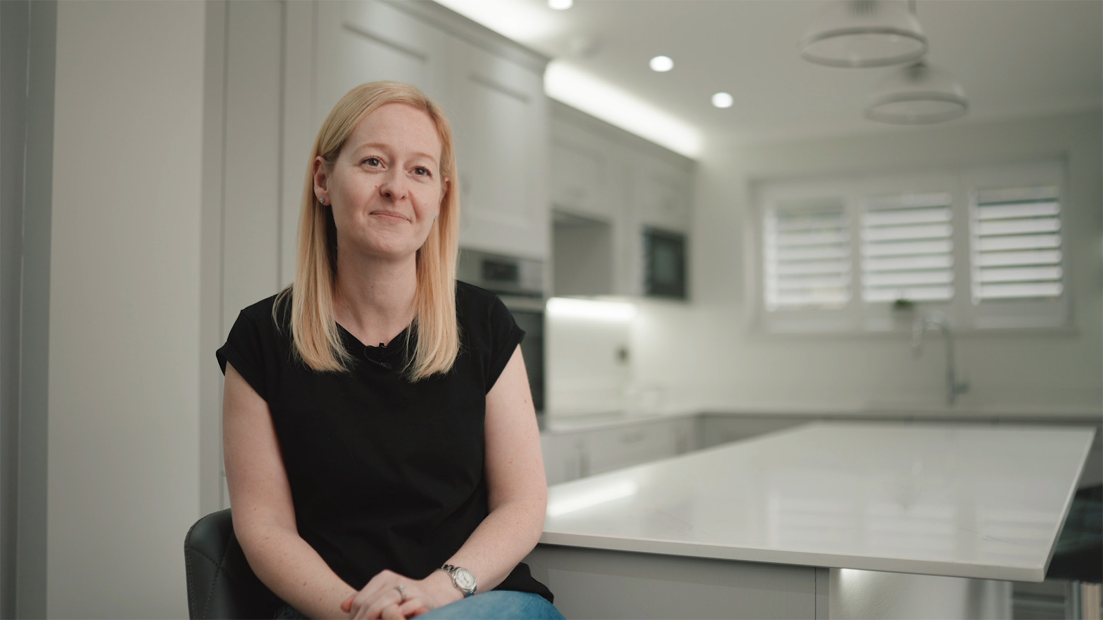 Suzanne in her show home kitchen