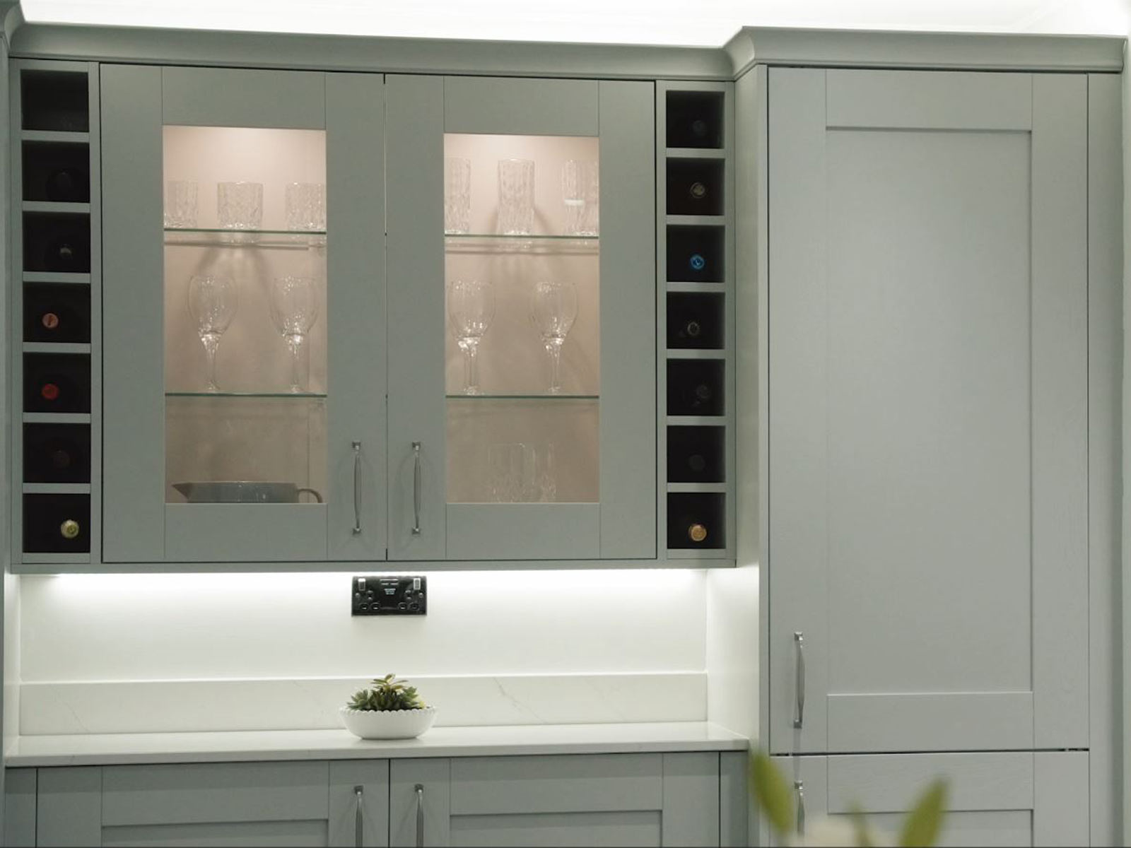 Kitchen larder storage ideas featuring a kitchen larder unit for a fridge