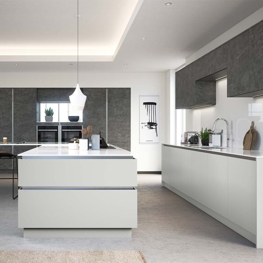 Grey handleless kitchen by Sigma 3 Kitchens